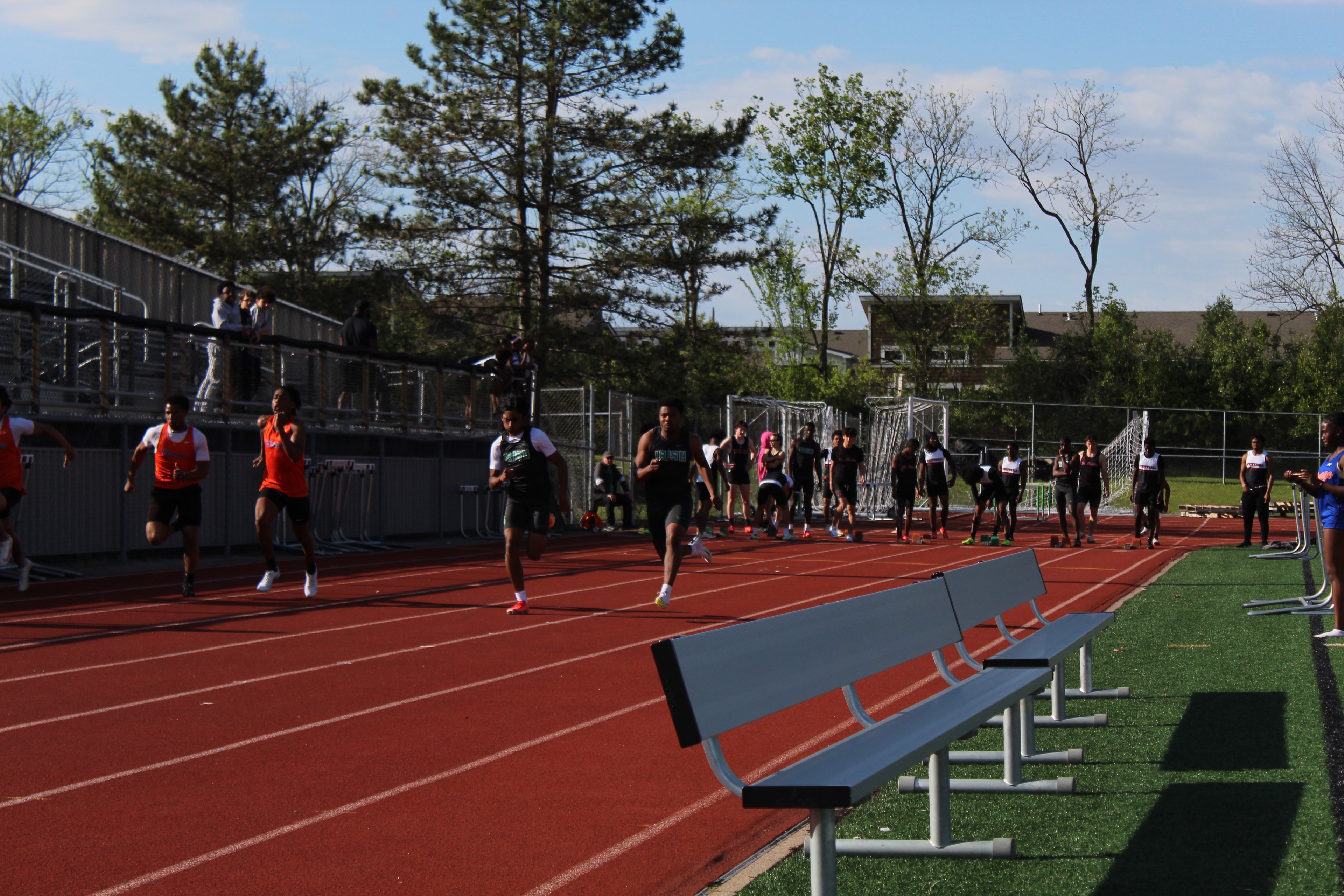 Irish boys sprinting on the track